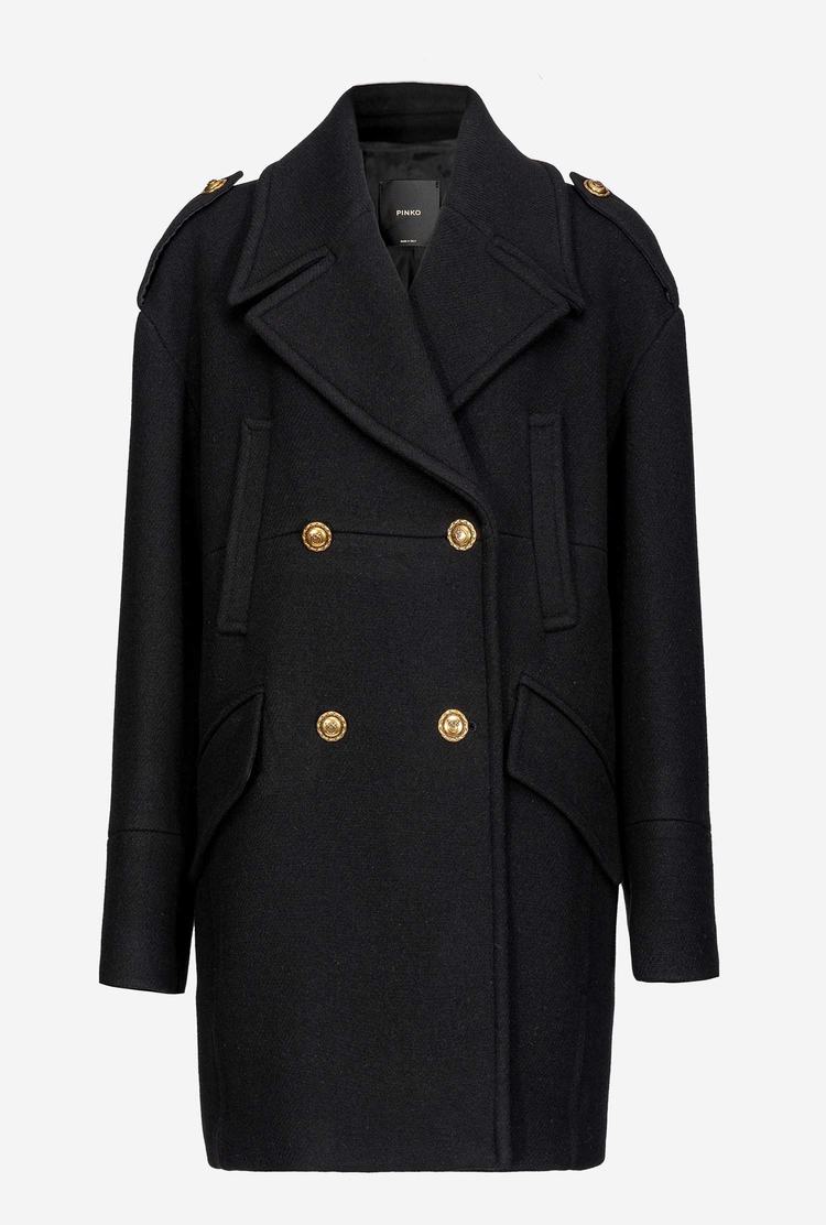 Black Women's Pinko Cloth Pea Coats | Ireland-23078159