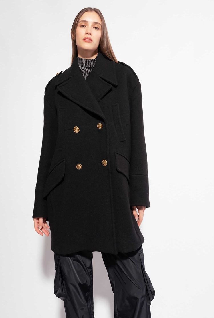 Black Women\'s Pinko Cloth Pea Coats | Ireland-23078159