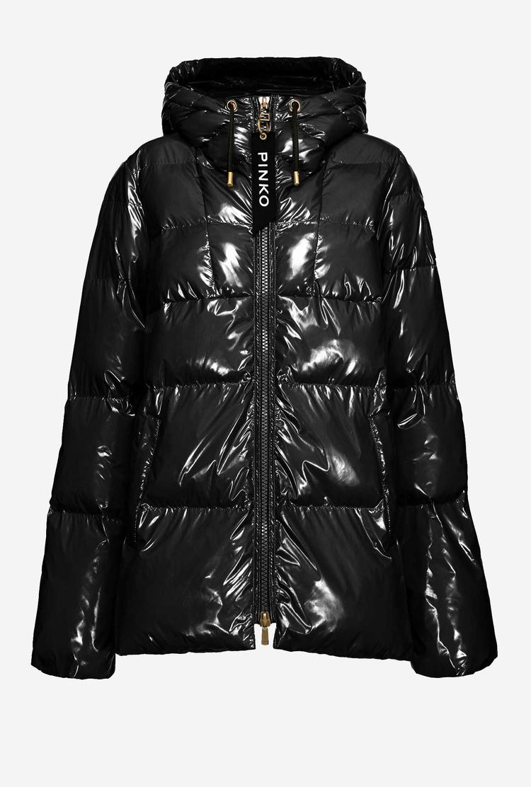 Black Women's Pinko Crystal Nylon Jackets | Ireland-26370489