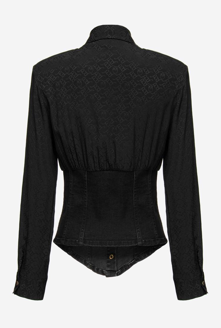 Black Women's Pinko Denim And Jacquard Shirts | Ireland-13208599