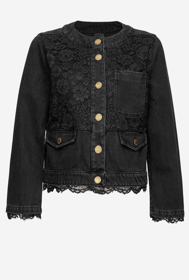 Black Women's Pinko Denim And Lace Jackets | Ireland-76814909