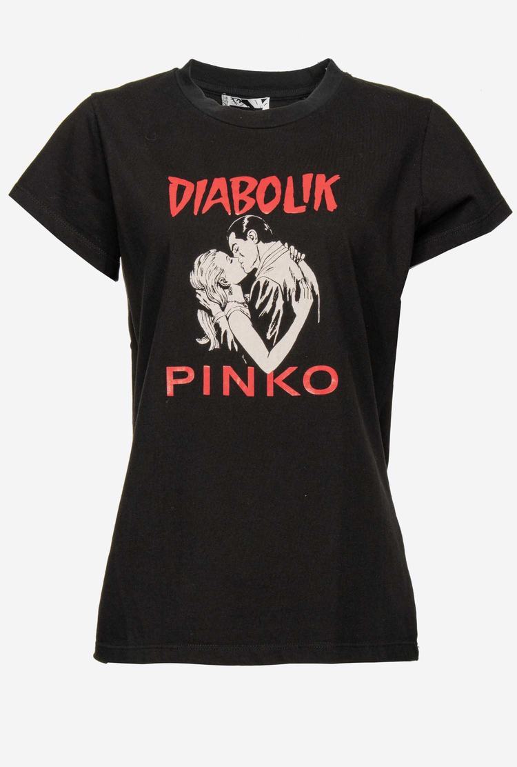 Black Women's Pinko Diabolik T Shirts | Ireland-85196079