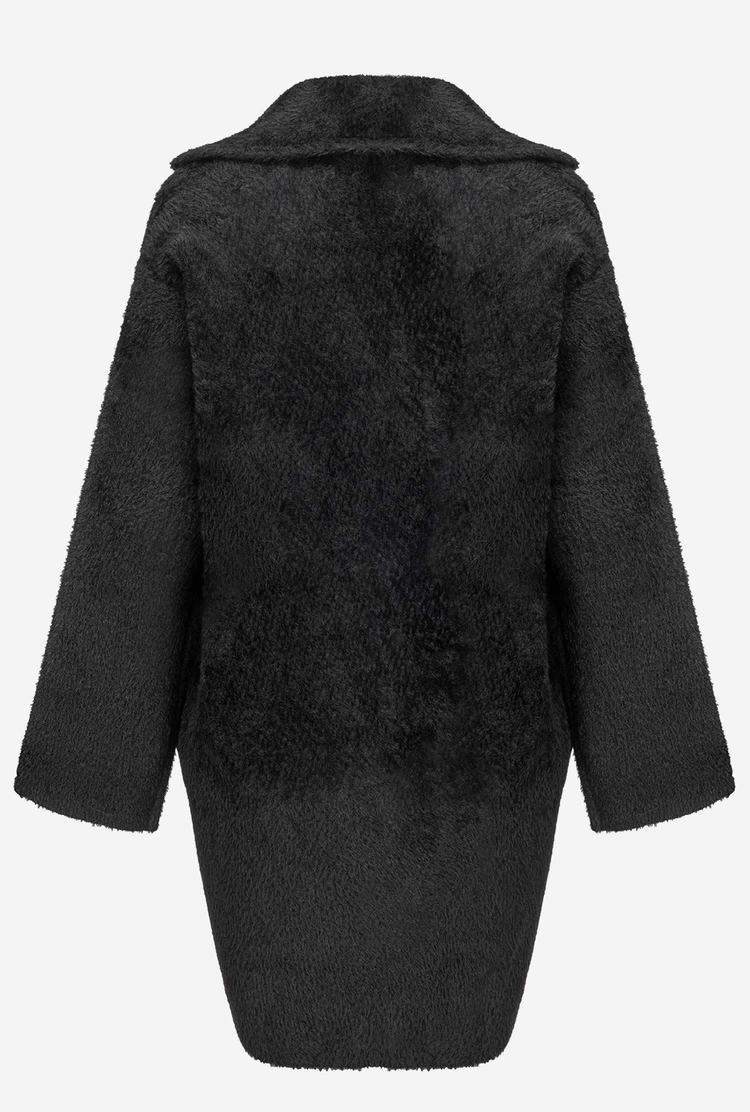 Black Women's Pinko Faux Fur Cocoon Coats | Ireland-23079649