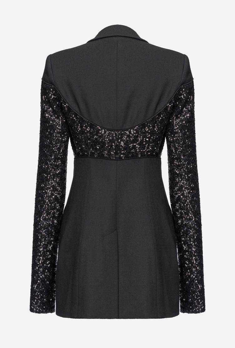 Black Women's Pinko Fitted Sequinned Blazers | Ireland-13862749