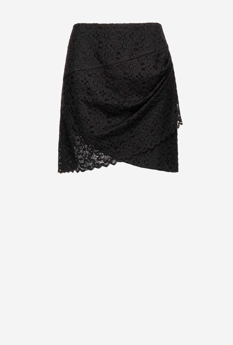 Black Women's Pinko Floral Lace Mini Skirts | Ireland-46781359