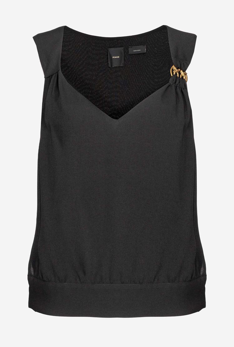 Black Women's Pinko Flowing Crepe Tanks | Ireland-05436989