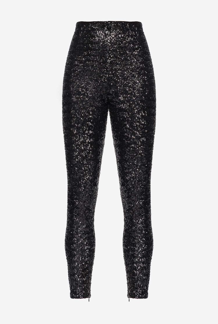 Black Women's Pinko Fully Sequinned Pants | Ireland-02918749