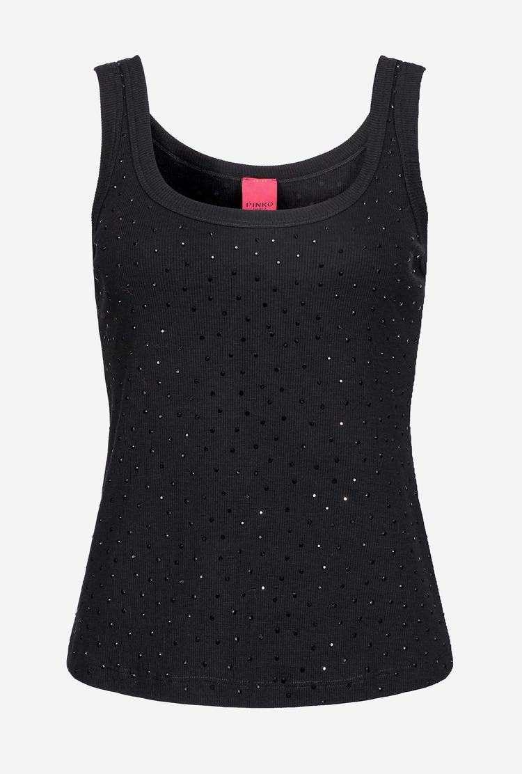 Black Women's Pinko Galleria Full-rhinestone Tanks | Ireland-80962419