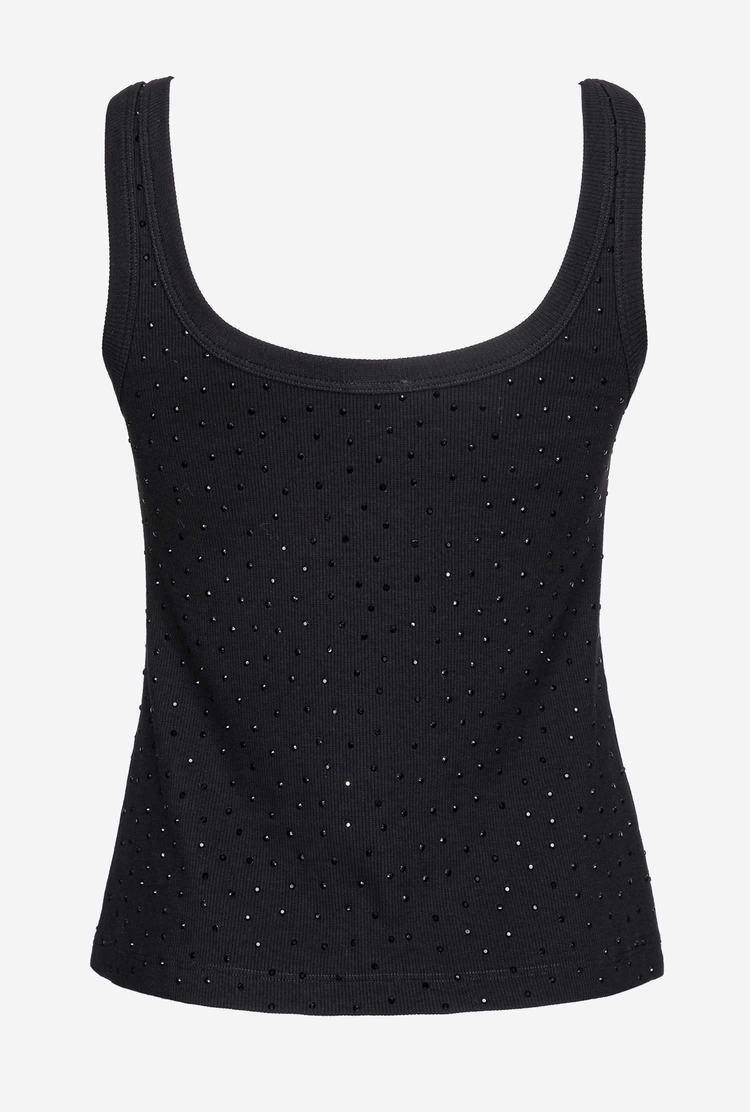 Black Women's Pinko Galleria Full-rhinestone Tanks | Ireland-80962419