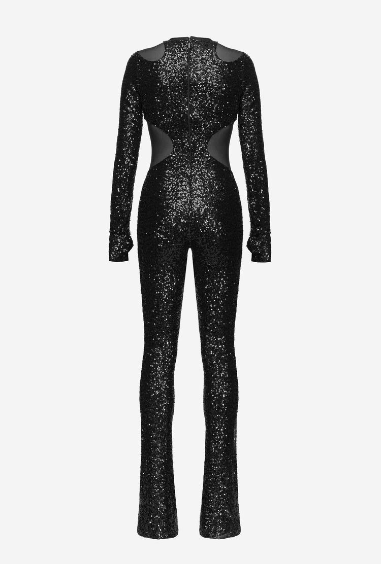 Black Women's Pinko Galleria Full-sequin And Tulle Catsuit Dress | Ireland-58239719