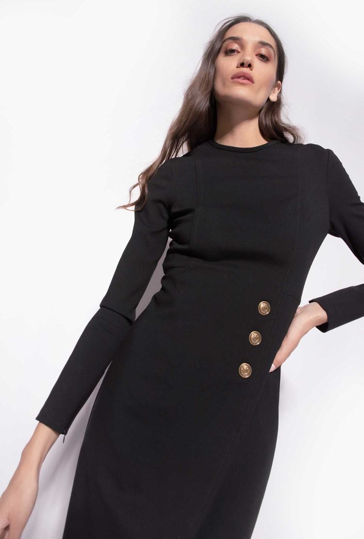 Black Women's Pinko Golden Buttons Dress | Ireland-19586329