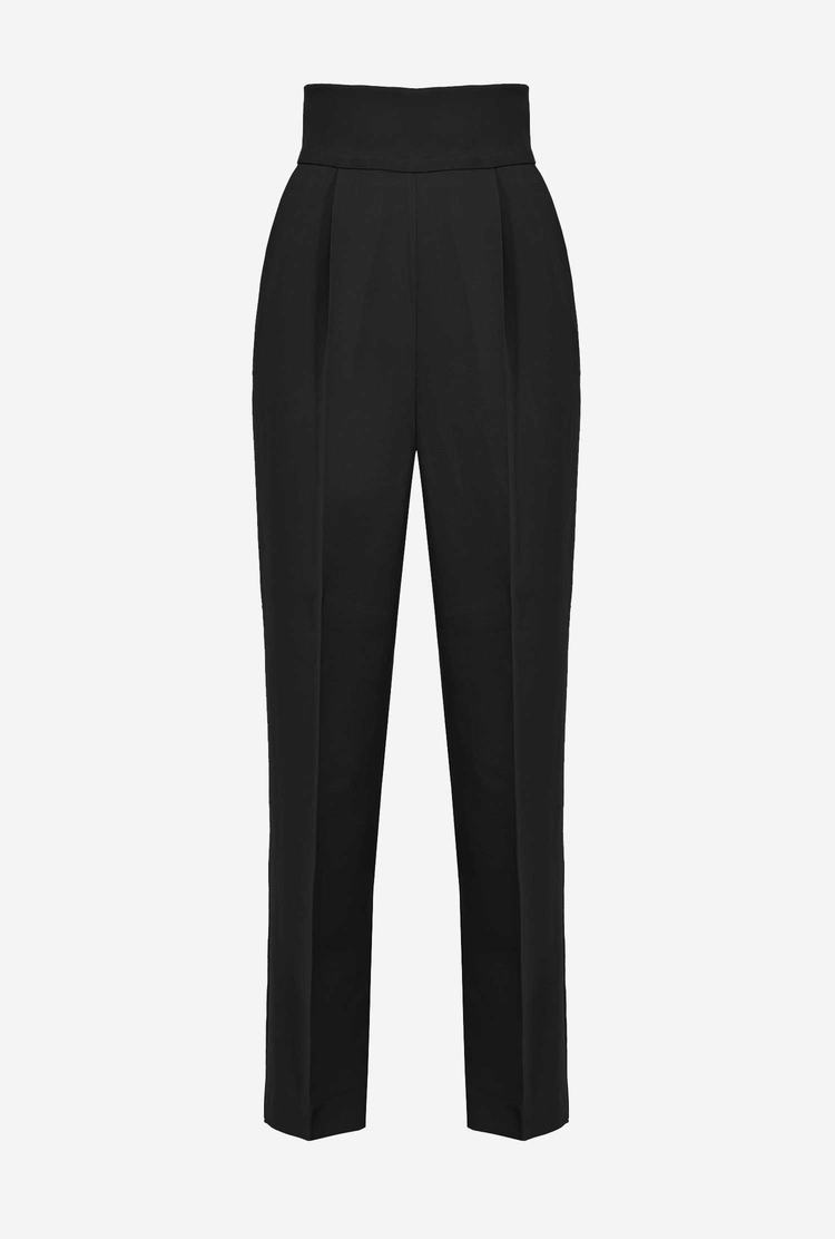 Black Women's Pinko High-waisted Stretch Crêpe Pants | Ireland-52348099