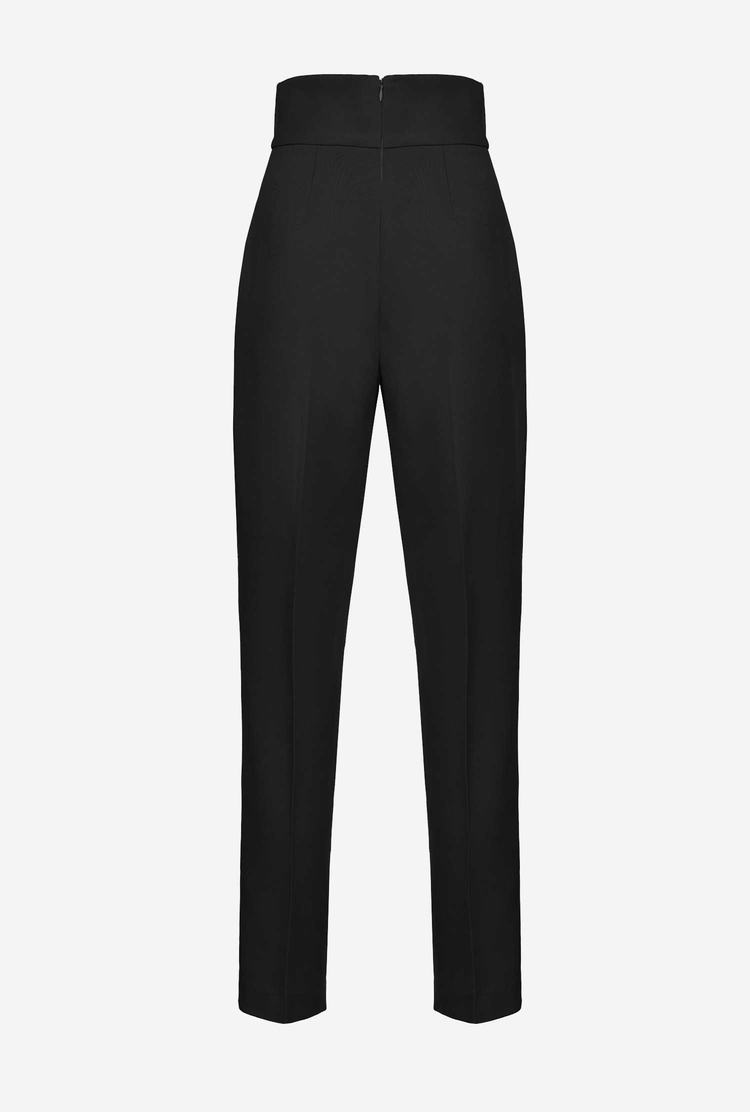 Black Women's Pinko High-waisted Stretch Crêpe Pants | Ireland-52348099