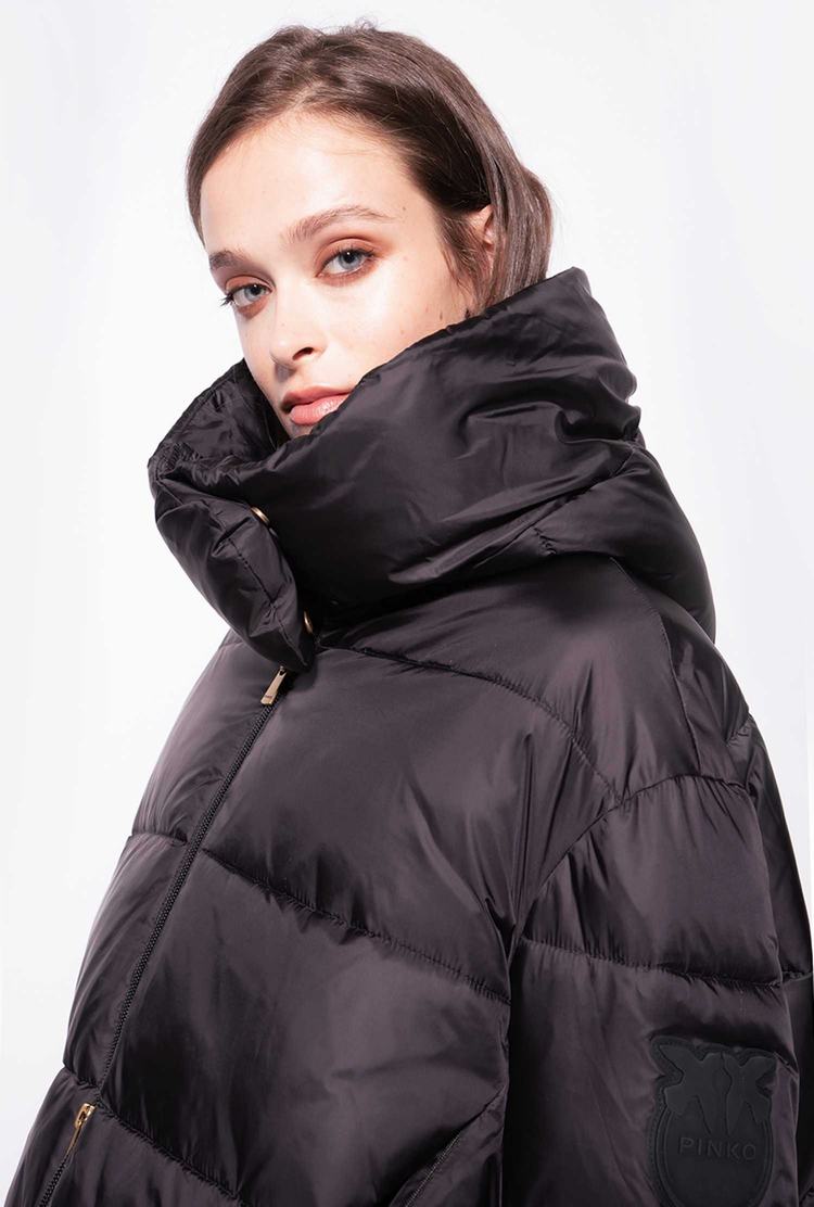 Black Women's Pinko Hood Down Jackets | Ireland-76492039