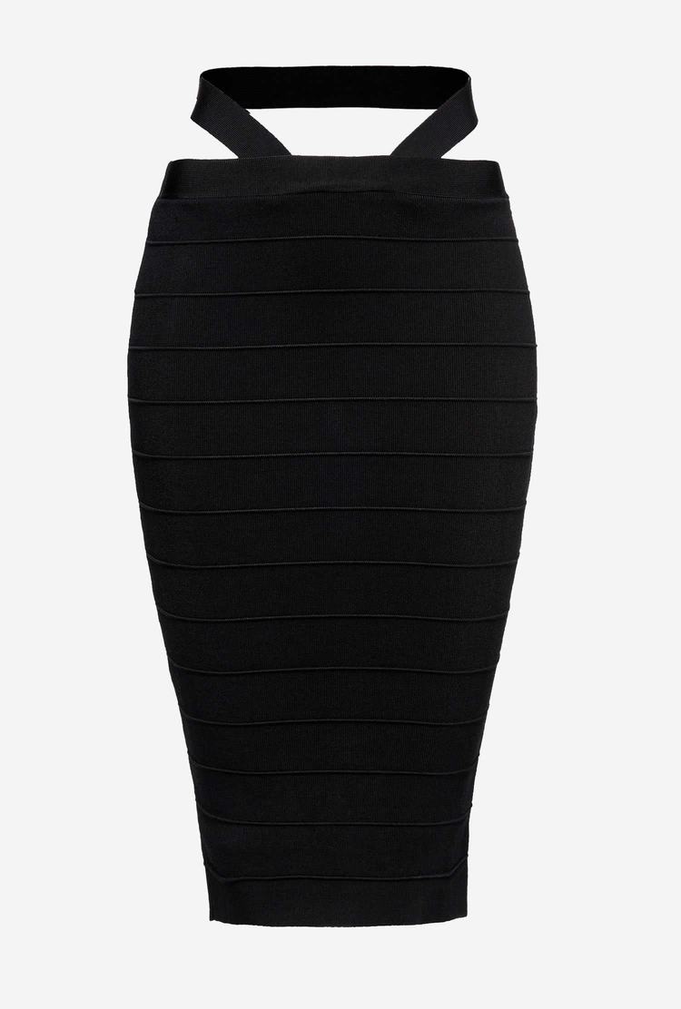 Black Women's Pinko Knit Band-effect Skirts | Ireland-54318929