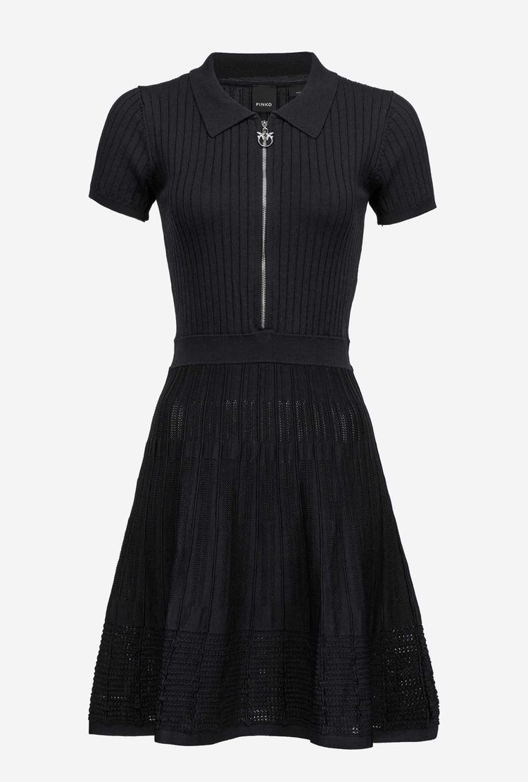 Black Women's Pinko Knit Polo Dress | Ireland-25049879