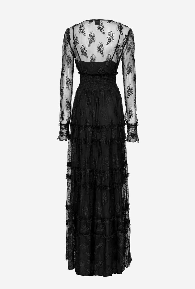 Black Women's Pinko Lace Maxi Dress | Ireland-32597409