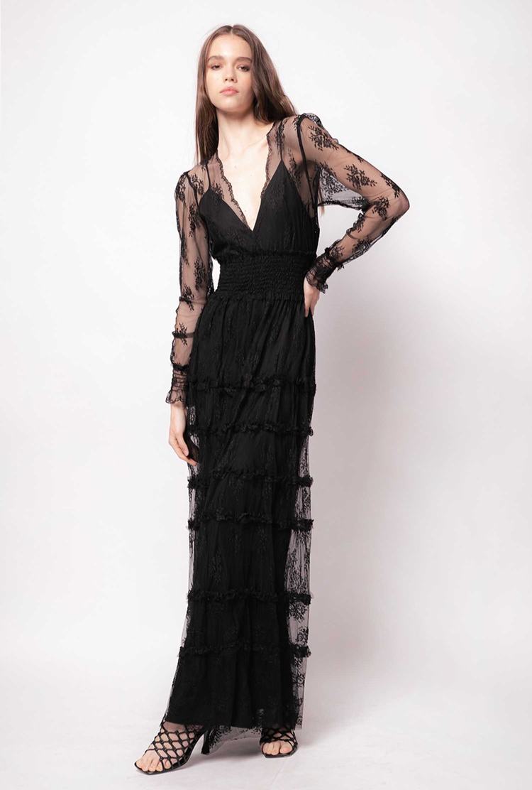 Black Women's Pinko Lace Maxi Dress | Ireland-48502939