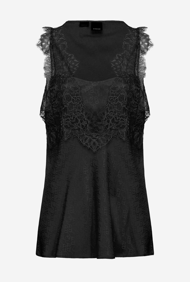 Black Women's Pinko Lace Tanks | Ireland-32471969