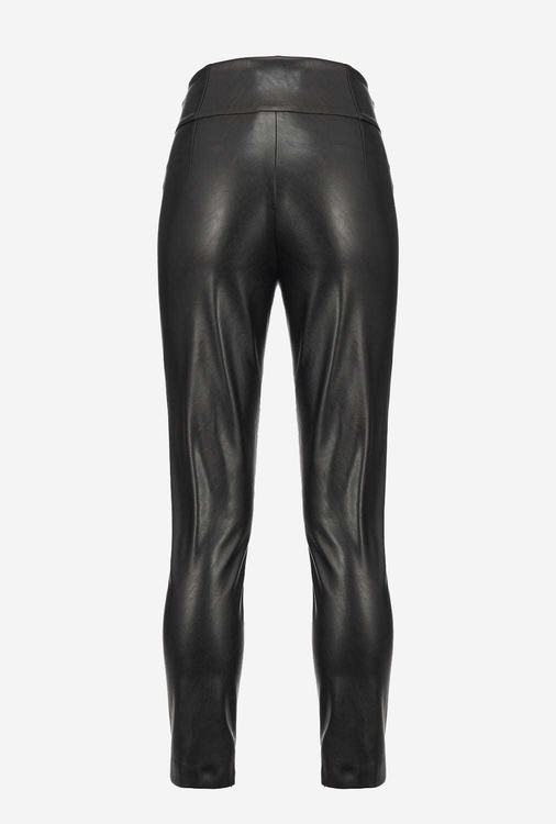 Black Women's Pinko Leather-effect Slim-fit Pants | Ireland-37906159