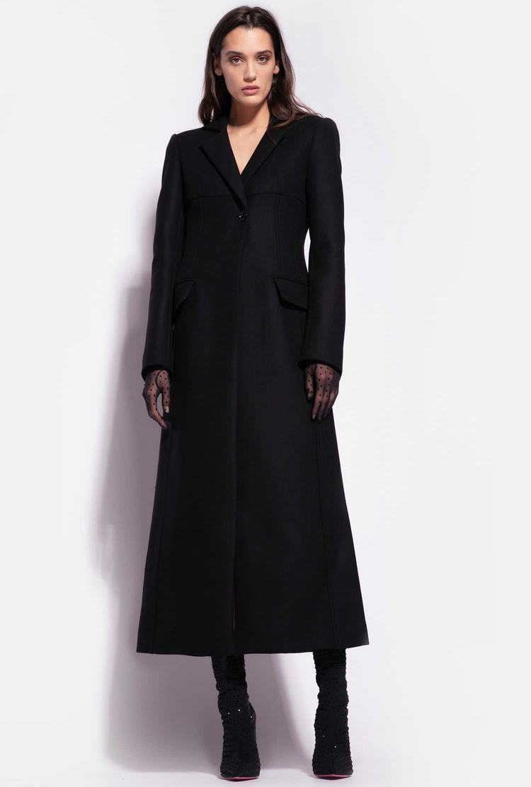 Black Women\'s Pinko Long Fitted Coats | Ireland-35418099