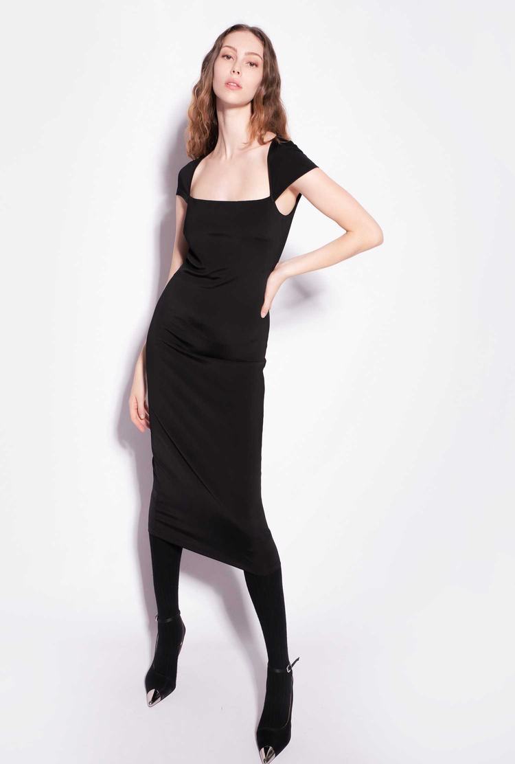 Black Women's Pinko Long, Plain, Snug-fitting Dress | Ireland-84936529