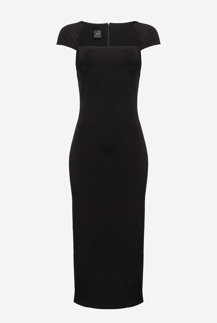 Black Women's Pinko Long, Plain, Snug-fitting Dress | Ireland-84936529