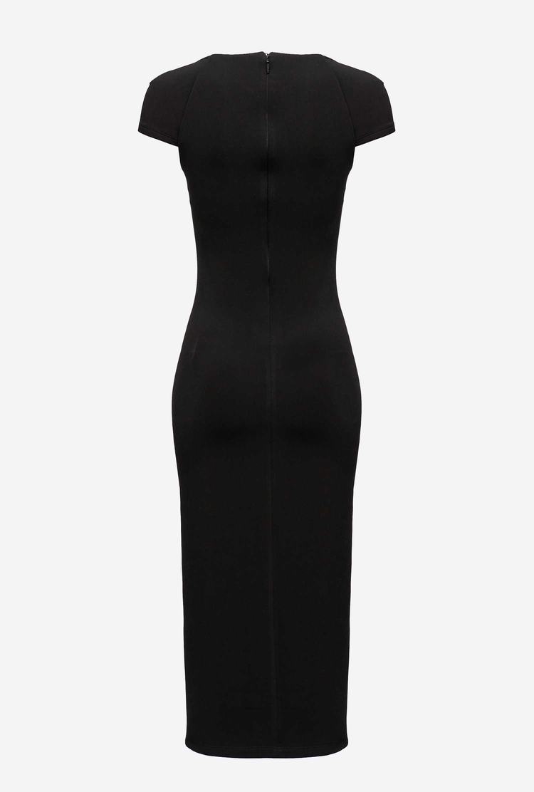 Black Women's Pinko Long, Plain, Snug-fitting Dress | Ireland-84936529