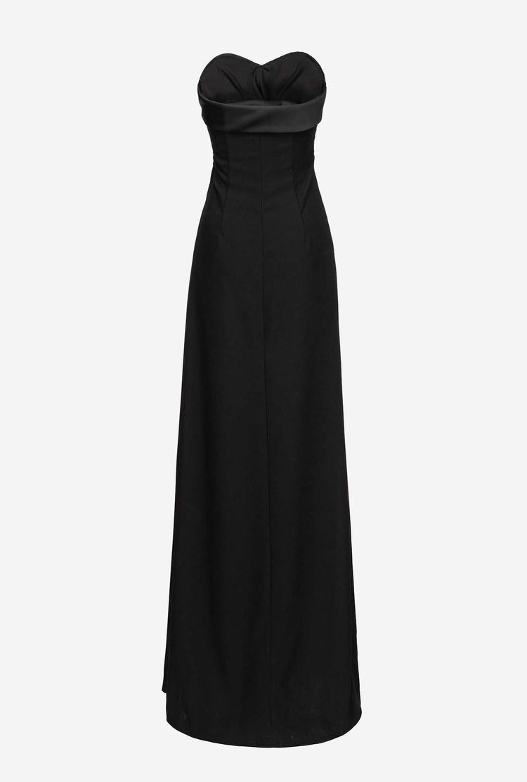 Black Women's Pinko Long Satin And Lace Dress | Ireland-80631749