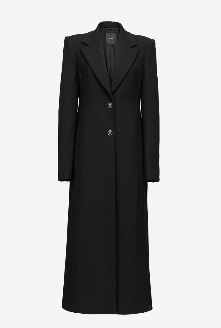 Black Women's Pinko Long Single-breasted Coats | Ireland-49863519