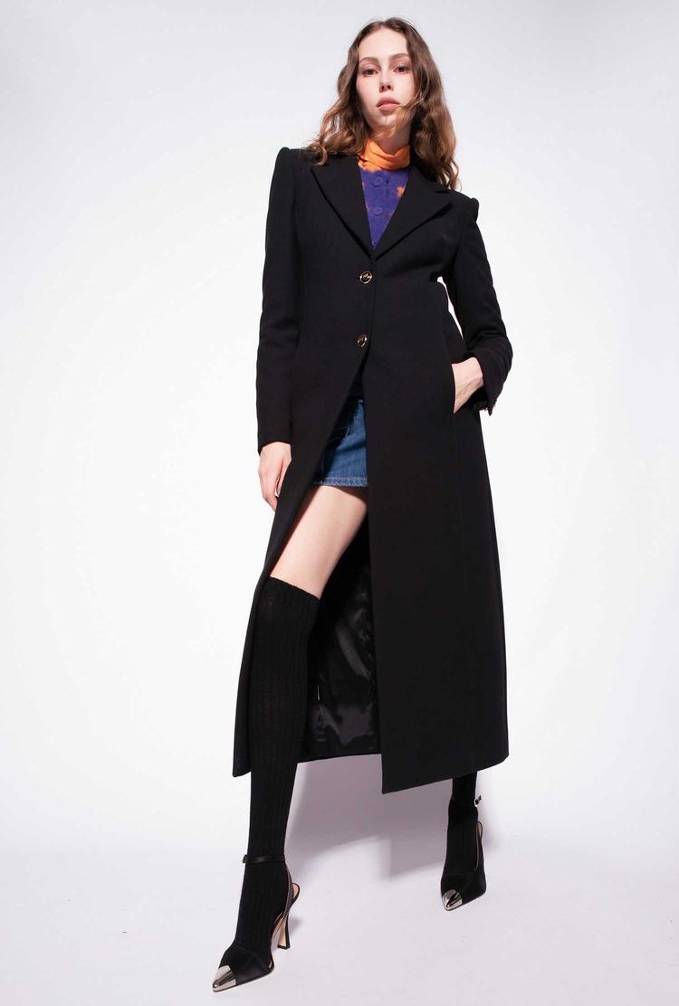 Black Women\'s Pinko Long Single-breasted Coats | Ireland-49863519