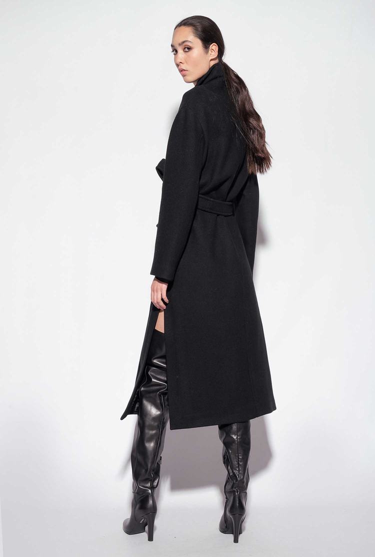 Black Women's Pinko Long Wraparound Coats | Ireland-51946729