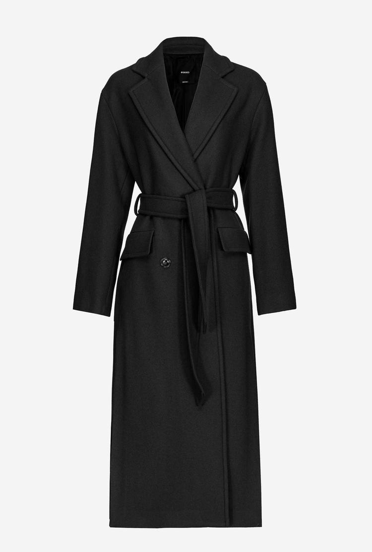 Black Women's Pinko Long Wraparound Coats | Ireland-51946729