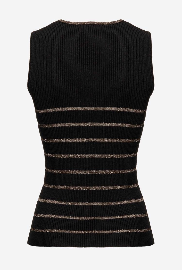 Black Women's Pinko Lurex Striped Tanks | Ireland-03694859