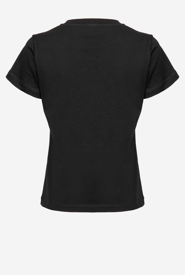 Black Women's Pinko Micro Logo T Shirts | Ireland-91634289