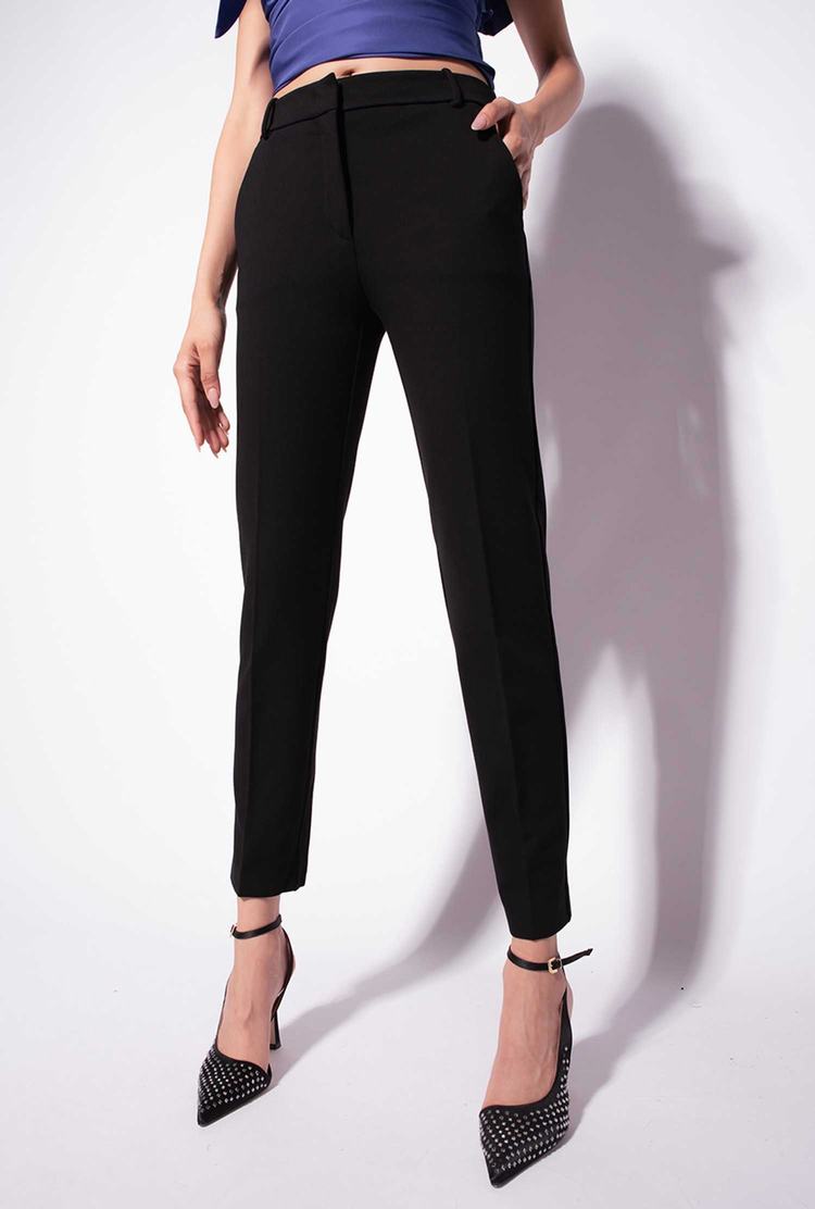 Black Women's Pinko Milano-knit Cigarette Pants | Ireland-47698539