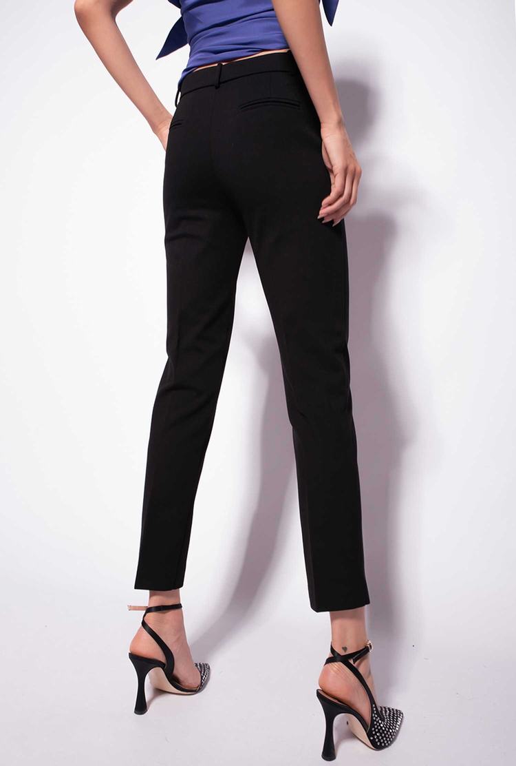 Black Women's Pinko Milano-knit Cigarette Pants | Ireland-47698539