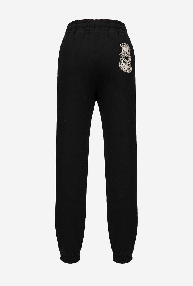 Black Women's Pinko Multicoloured Love Birds Logo Pants | Ireland-50489739