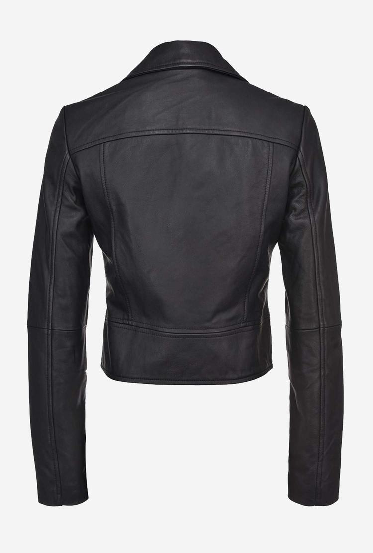 Black Women's Pinko Nappa Leather Biker Jacket | Ireland-93750619