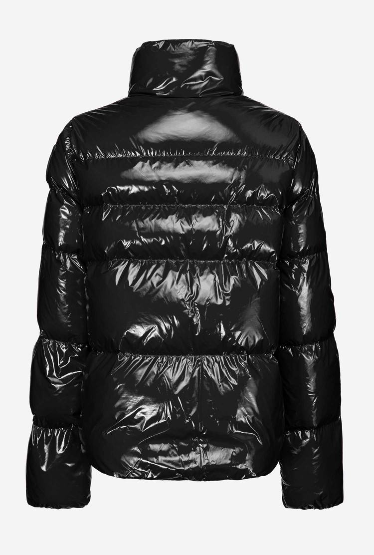 Black Women's Pinko Padded Crystal Nylon Jackets | Ireland-27906189