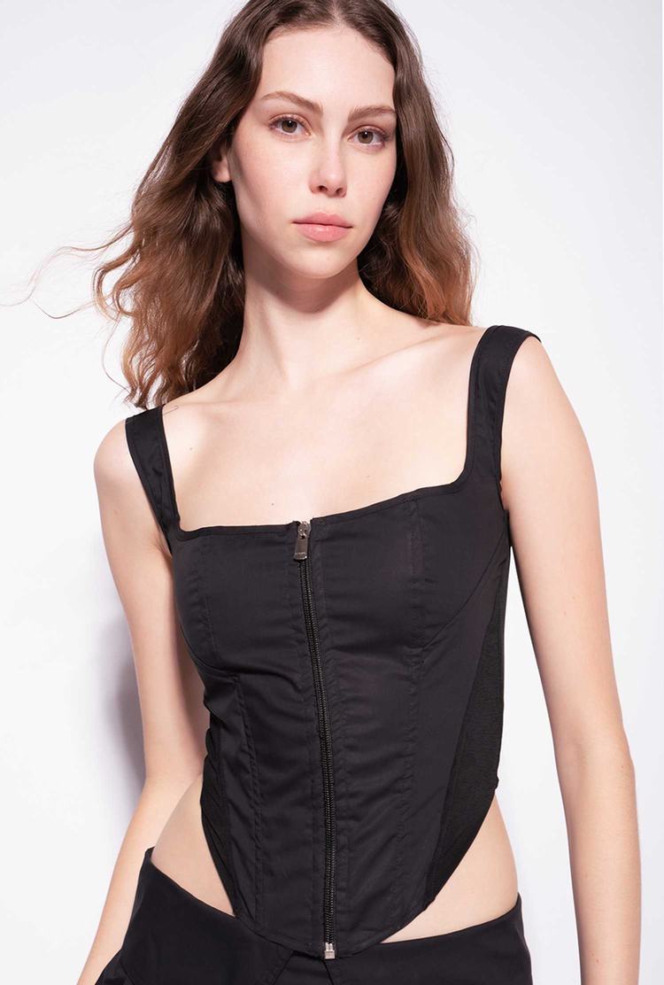 Black Women's Pinko Poplin Bustier Tanks | Ireland-75134869