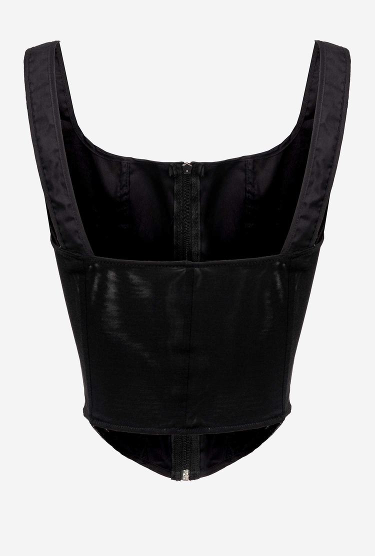 Black Women's Pinko Poplin Bustier Tanks | Ireland-75134869