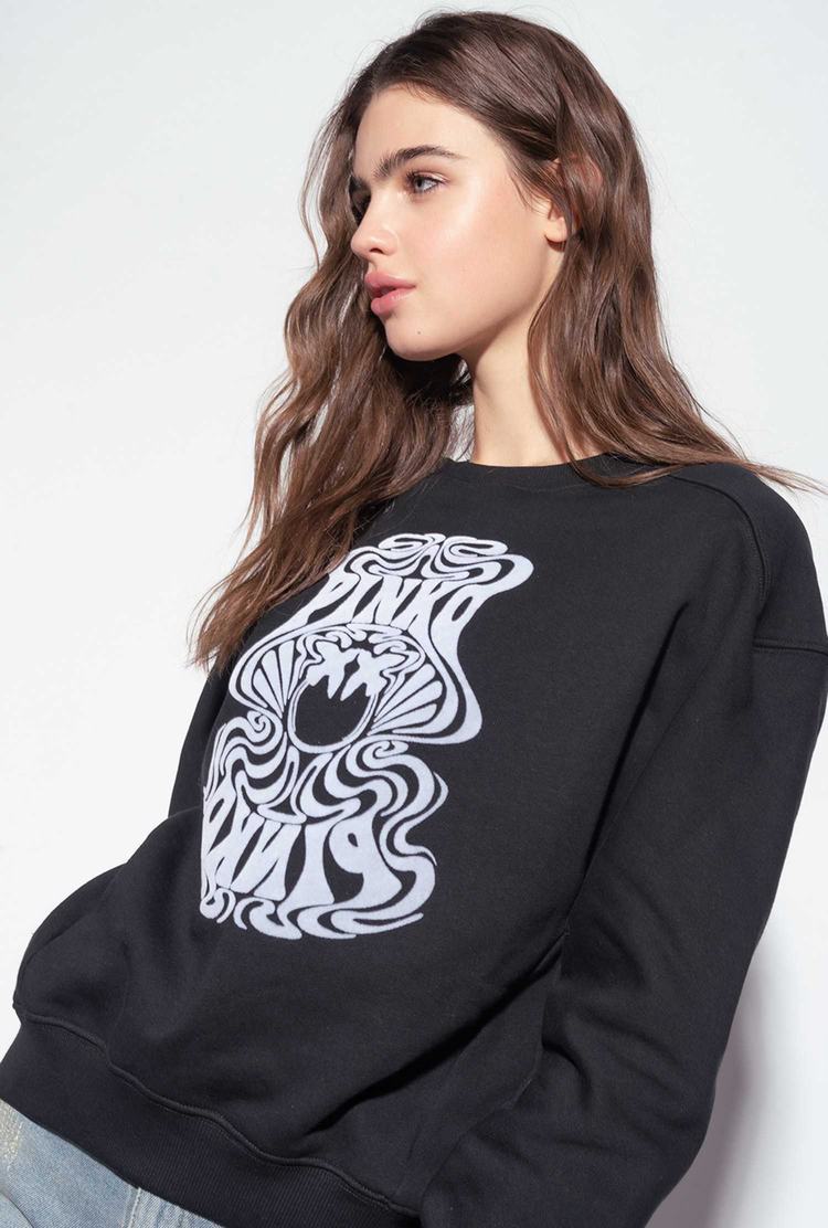 Black Women's Pinko Printed Sweatshirt | Ireland-07158439