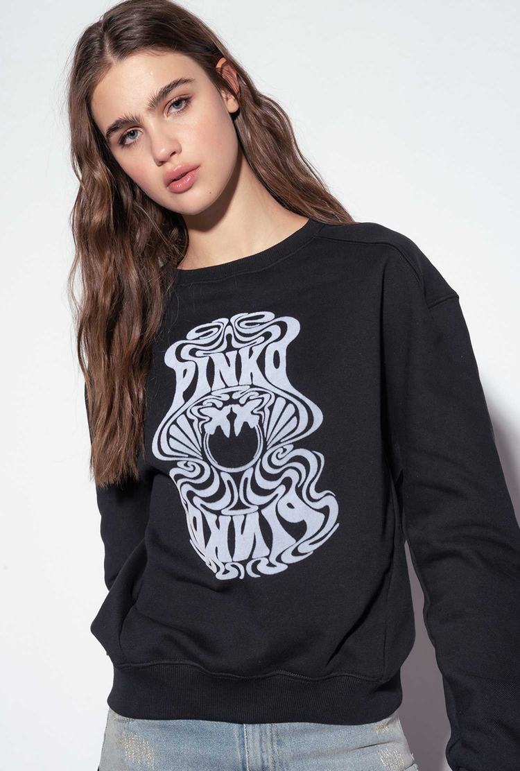 Black Women\'s Pinko Printed Sweatshirt | Ireland-07158439