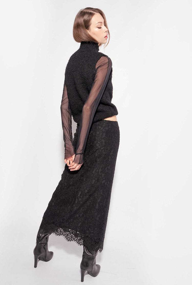 Black Women's Pinko Ramage Lace Skirts | Ireland-02957419