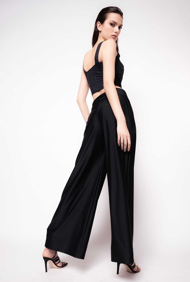 Black Women's Pinko Reimagine Technical Wide-leg Pants | Ireland-81534299