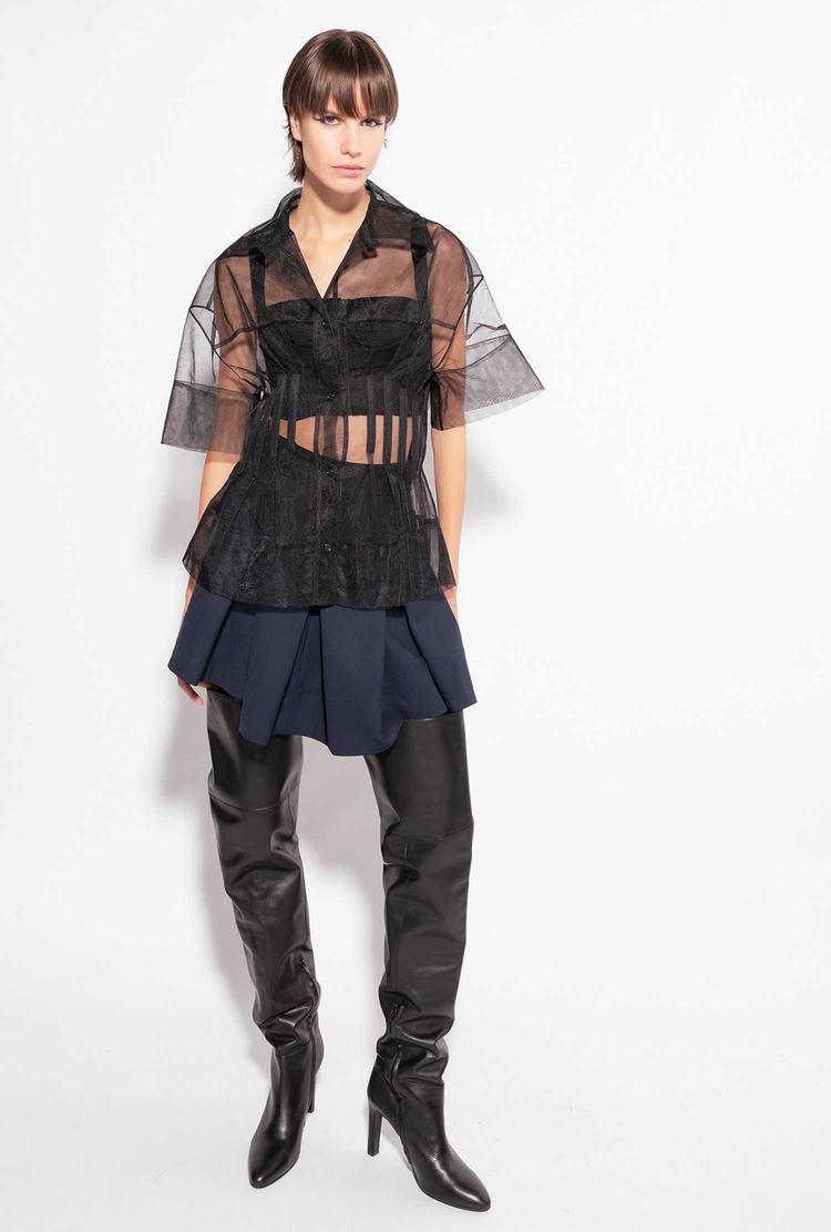 Black Women's Pinko Reimagine Tulle Shirts | Ireland-05482739