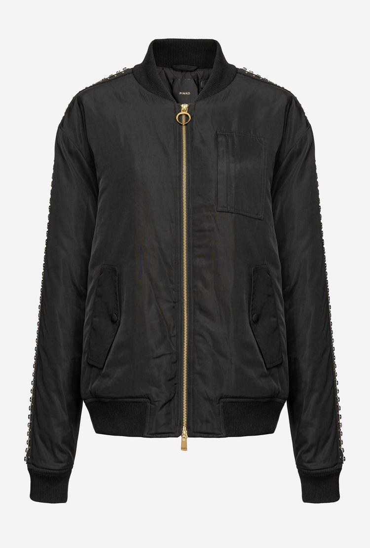 Black Women's Pinko Rhinestone Bomber Jackets | Ireland-07395619