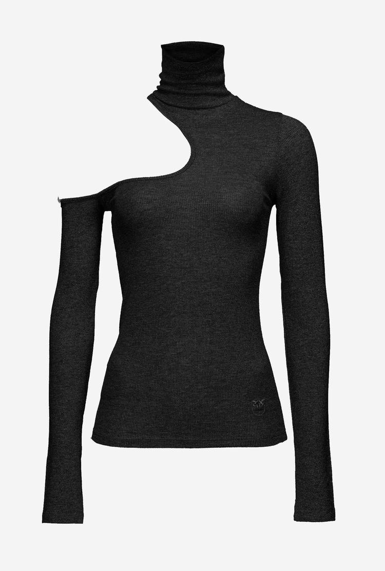 Black Women's Pinko Ribbed Lurex Sweaters | Ireland-08352749