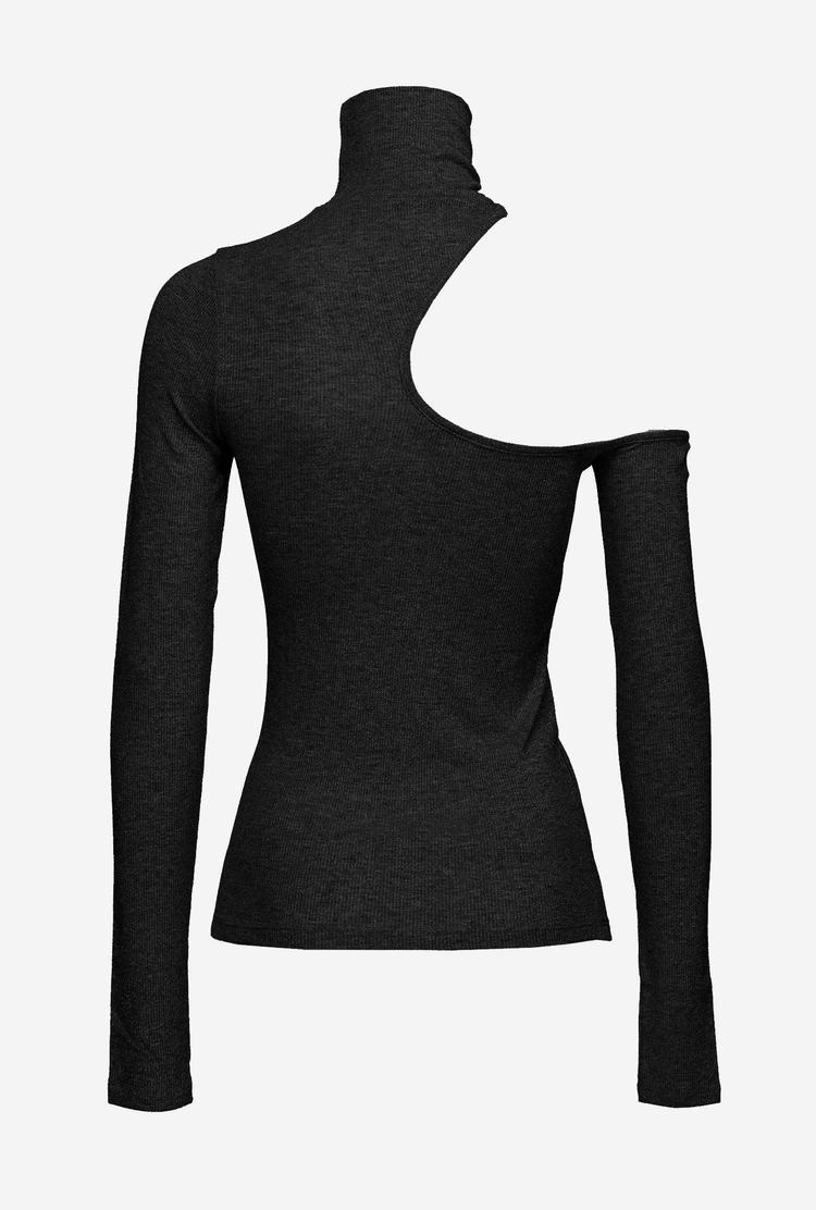 Black Women's Pinko Ribbed Lurex Sweaters | Ireland-08352749